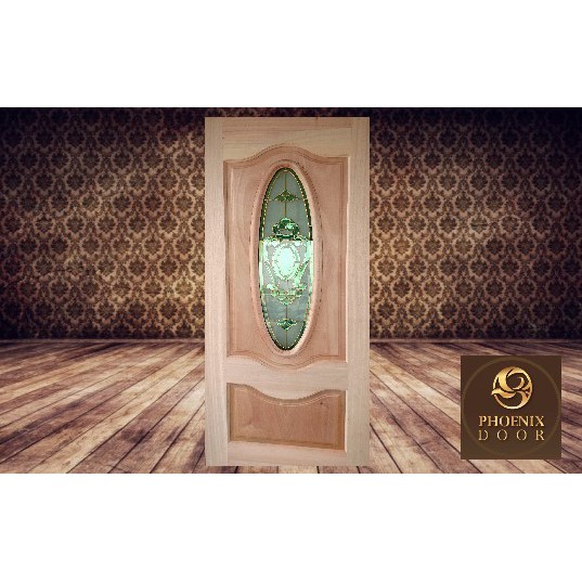 PINTU KAYU / WOODEN DOOR PC1G (CHIPBOARD) WITH TEMPERED GLASS 18MM