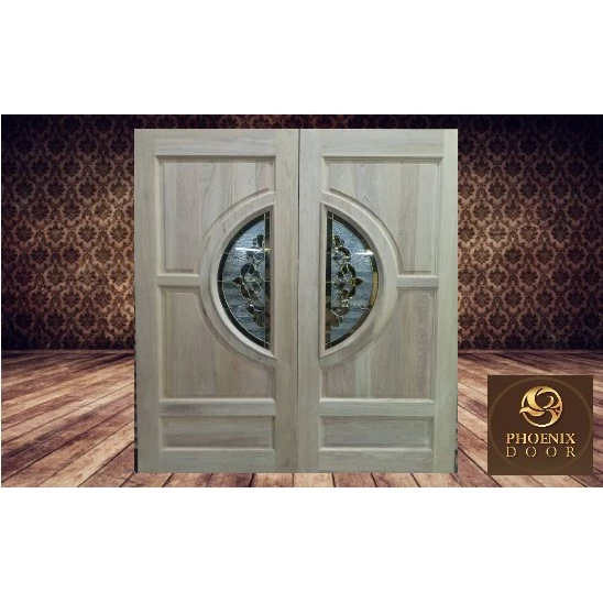 PINTU KAYU / WOODEN DOOR PC61 SIZE336/8X 83 WITH TEMPERED GLASS 18MM